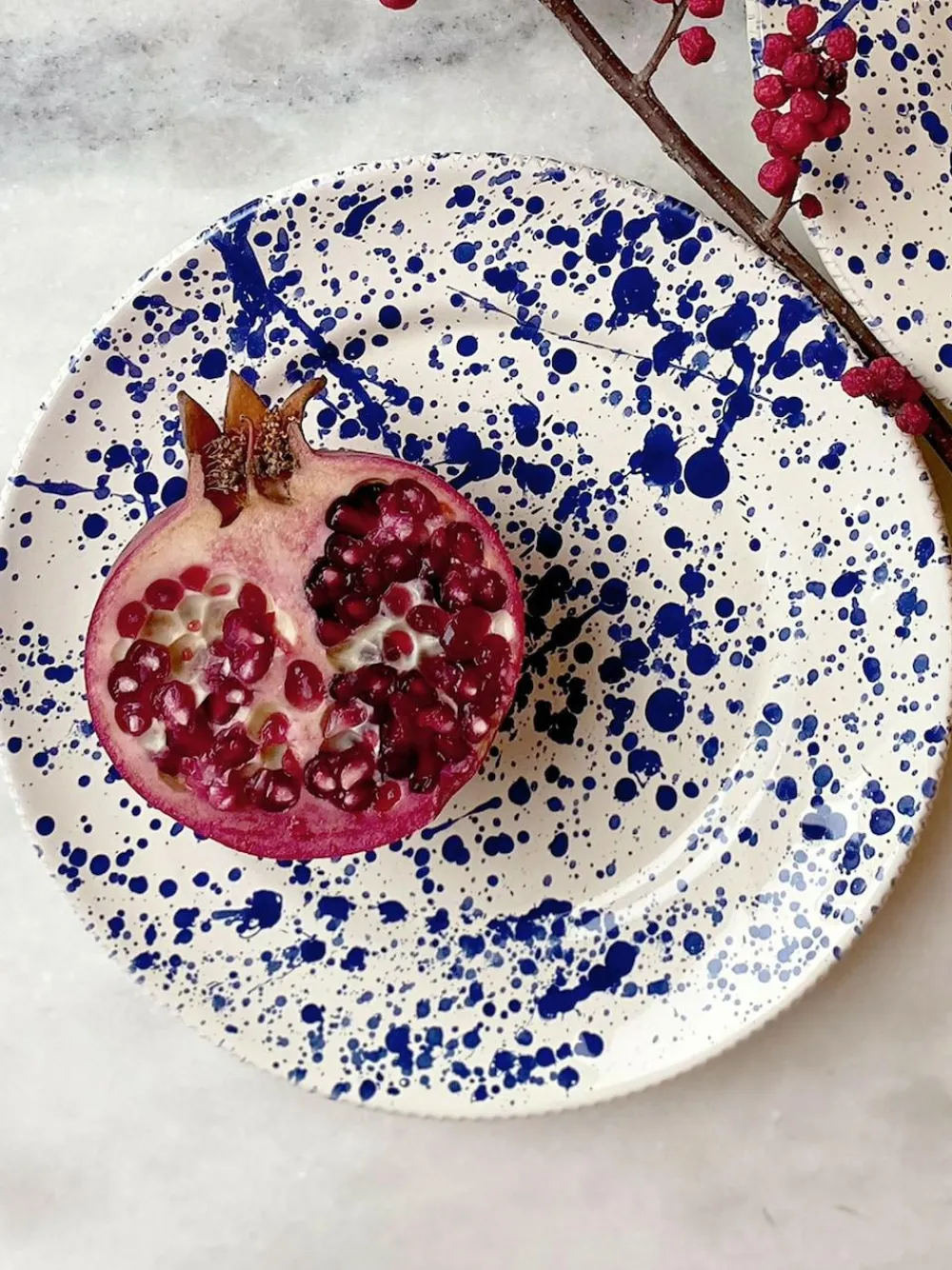Discount Hot Pottery Set of 4 Splatter Side Plates Blueberry