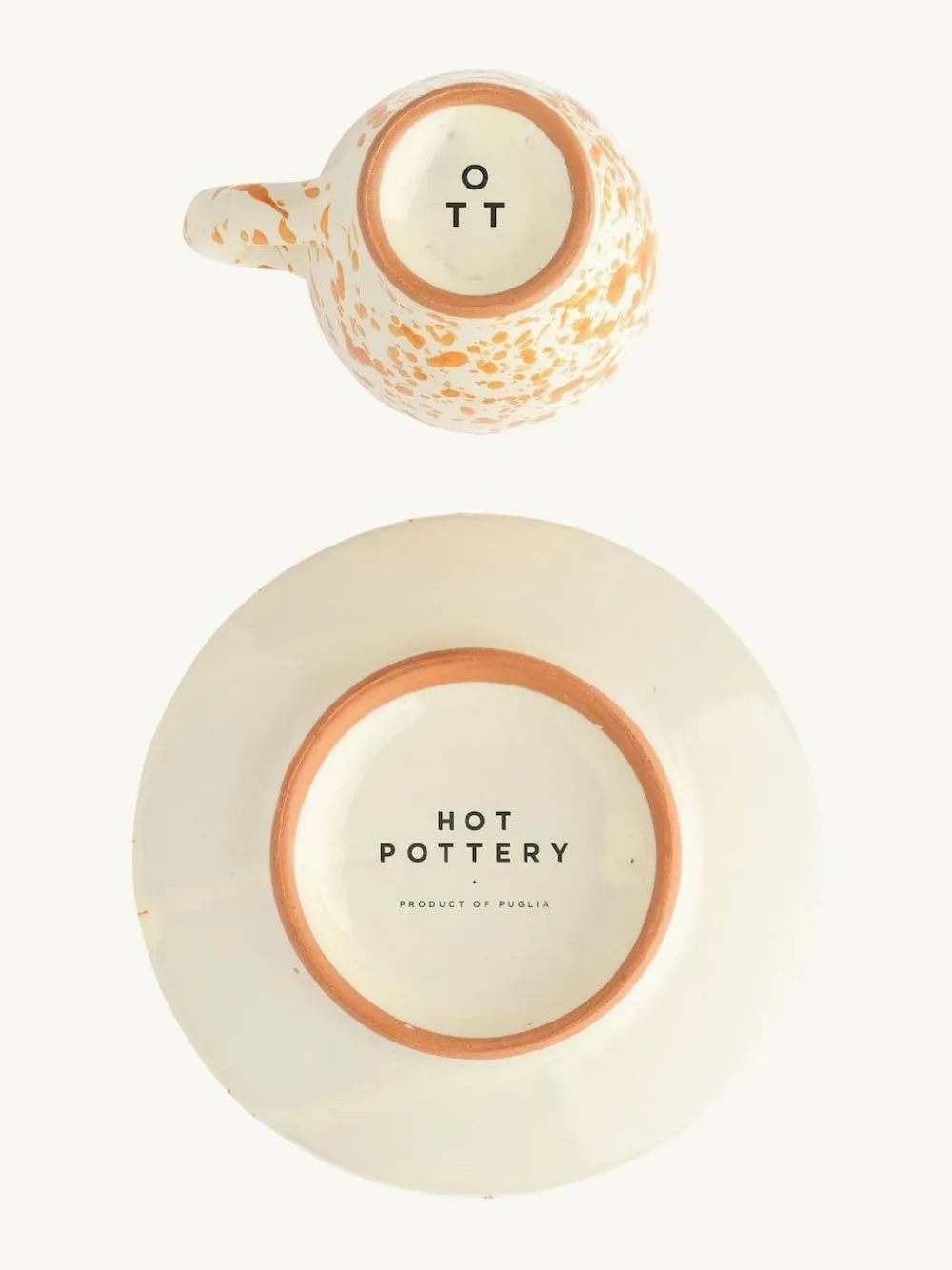 Outlet Hot Pottery Set of 4 Splatter Espresso Set Burnt Orange