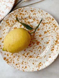 Best Hot Pottery Set of 4 Splatter Side Plates Burnt Orange