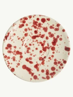 New Hot Pottery Set of 4 Splatter Espresso Set Cranberry