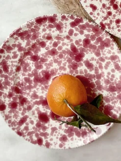 Outlet Hot Pottery Set of 4 Splatter Side Plates Cranberry