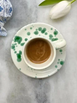 Hot Pottery Set of 4 Splatter Espresso Set^ Mugs & Cups