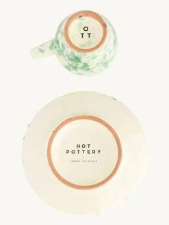 Hot Pottery Set of 4 Splatter Espresso Set^ Mugs & Cups