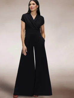 Hot Squash Black Cap Sleeved Wide Leg Jumpsuit^Women Jumpsuits & Playsuits