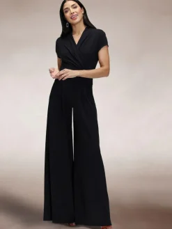 Hot Squash Black Cap Sleeved Wide Leg Jumpsuit^Women Jumpsuits & Playsuits