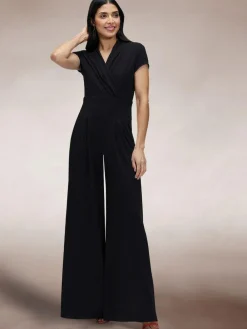 Hot Squash Black Cap Sleeved Wide Leg Jumpsuit^Women Jumpsuits & Playsuits