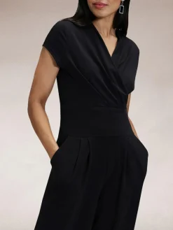 Hot Squash Black Cap Sleeved Wide Leg Jumpsuit^Women Jumpsuits & Playsuits