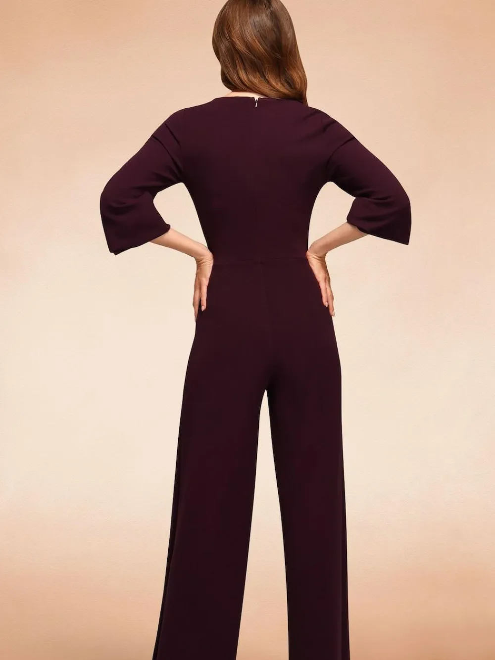 Outlet Hot Squash Ruched Jumpsuit with Sleeves Purple