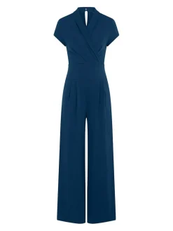 Hot Squash HotSquash Teal Blue Cap Sleeved Wide Leg Jumpsuit^Women Jumpsuits & Playsuits