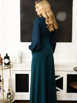 Online Hot Squash HotSquash Wide Leg Jumpsuit With Blouson Sleeve Blue