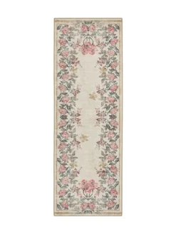 Hug Rug Cream and Floral Print British Made Washable Botantical Border Runner^ Rugs & Runners