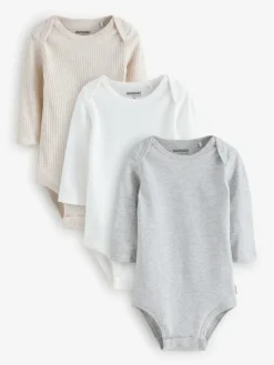 Huggies Baby Long Sleeve Envolope Neck Bodysuits 3 Pack Grey