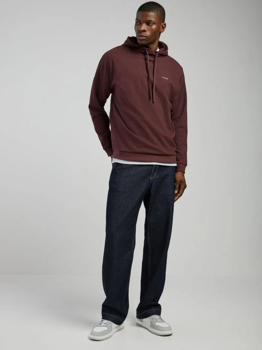 New HUGO Waffle Hoodie Brown