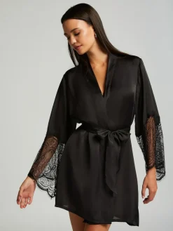 Clearance Hunkemoller Hunkemöller Satin Kimono Black Robe