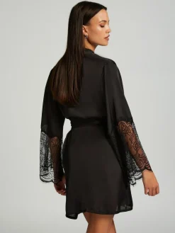 Clearance Hunkemoller Hunkemöller Satin Kimono Black Robe