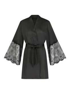 Clearance Hunkemoller Hunkemöller Satin Kimono Black Robe