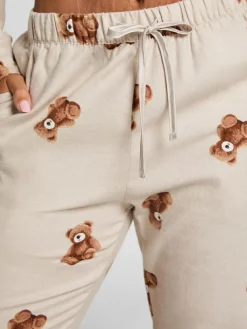 Hunkemoller Grey Flannel Straight Bear Joggers^Women Pyjamas