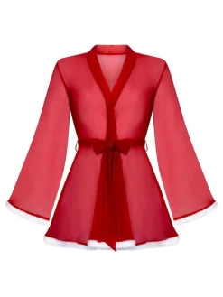 Hunkemoller Red Santa Mesh Kimono^Women Bathrobes