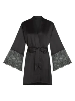 Clearance Hunkemoller Satin Kimono Black Robe