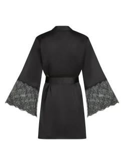 Clearance Hunkemoller Satin Kimono Black Robe