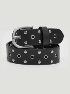 Hush Leather Studded Eyelet Belt Black