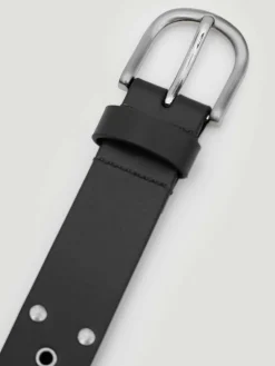 Hush Leather Studded Eyelet Belt Black