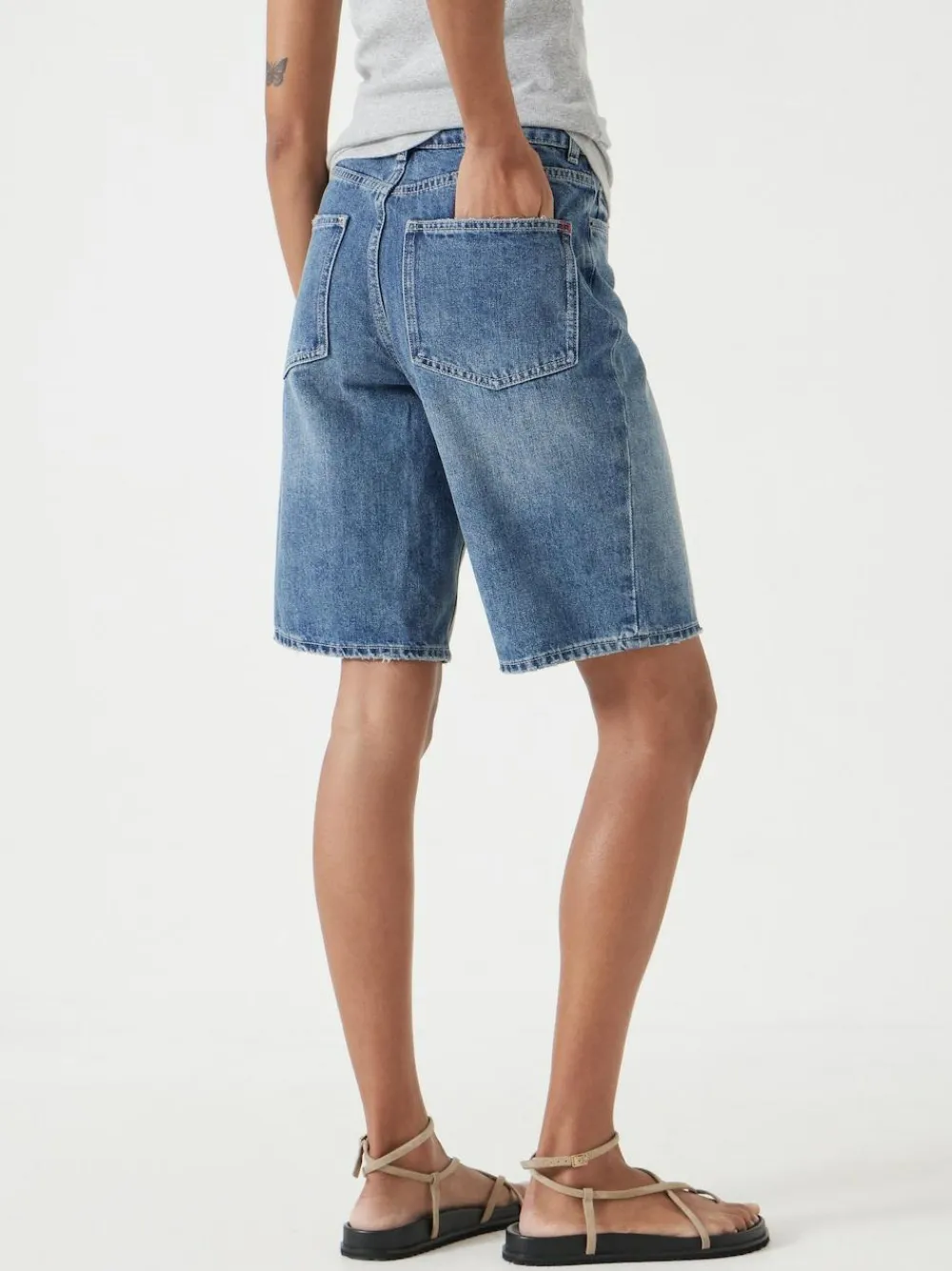 Hush Blue Boyfriend Long Denim 100% Cotton Shorts^Women Shorts