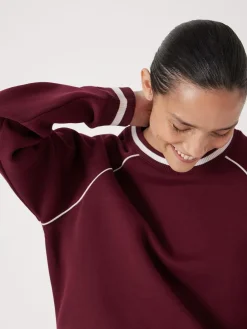 Hush Red Striped Rib Raglan Sweatshirt