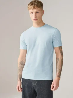 Next Ice Blue Slim Fit Essential Crew Neck Cotton T-Shirt