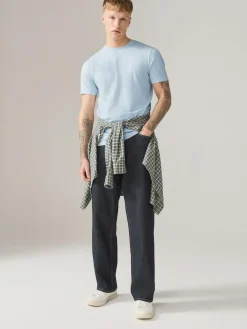 Next Ice Blue Slim Fit Essential Crew Neck Cotton T-Shirt