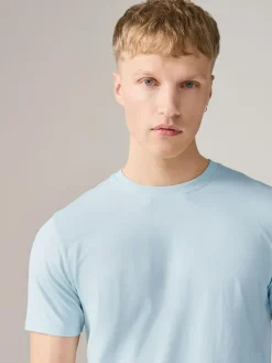 Next Ice Blue Slim Fit Essential Crew Neck Cotton T-Shirt