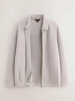 Best Next N. Premium Soft Touch Scuba Zip Through Shacket Ice Grey