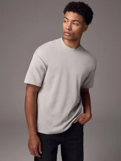 New Next Ice Grey Relaxed Fit Heavyweight T-Shirt