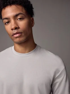 New Next Ice Grey Relaxed Fit Heavyweight T-Shirt