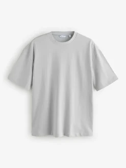 New Next Ice Grey Relaxed Fit Heavyweight T-Shirt