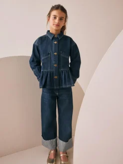 Hot Next Indigo Blue Peplum Hem Denim Jacket (3-16yrs)