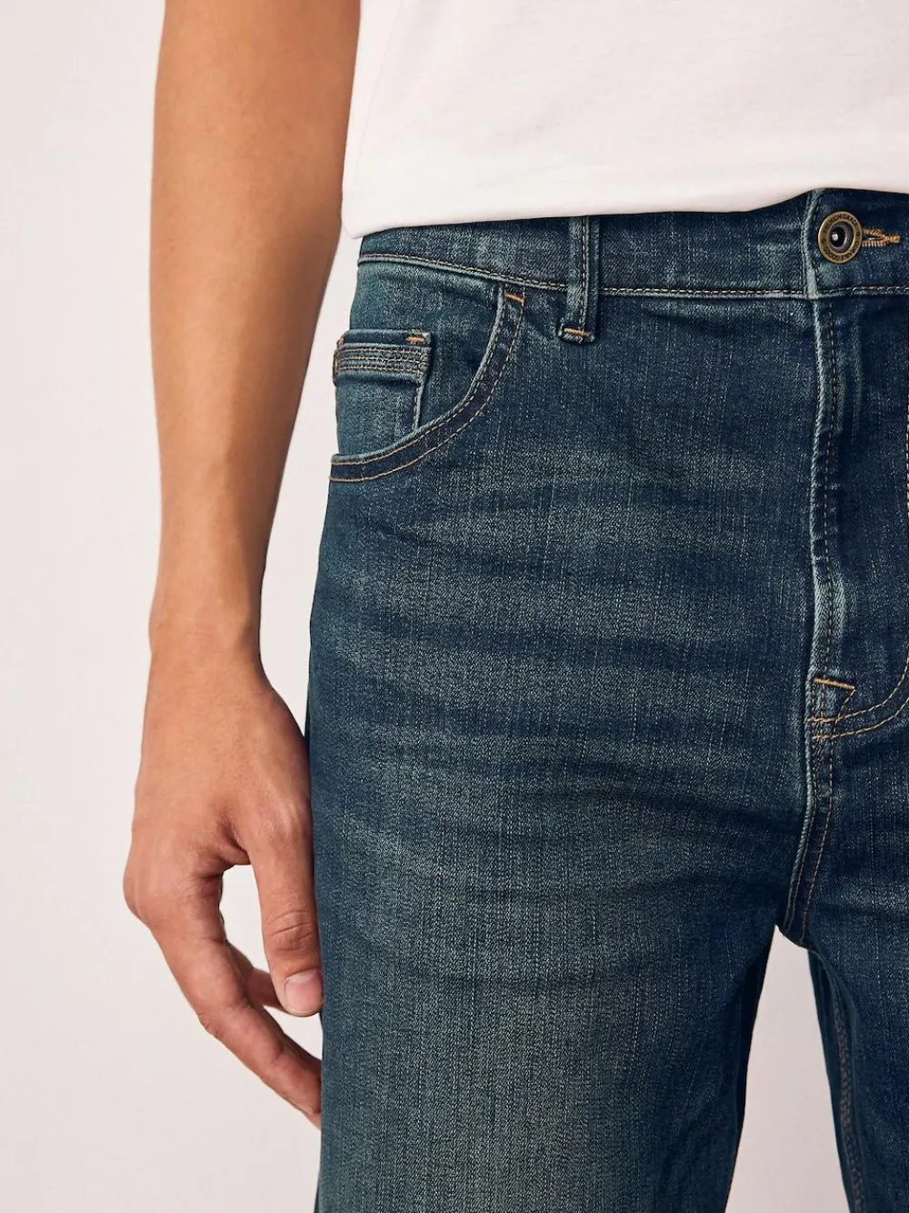 Hot Next Straight Fit Authentic Stretch Denim Jeans Indigo Blue