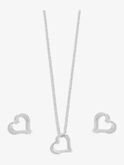 Inicio Silver Tone Heart Pendant Set^Women Jewellery