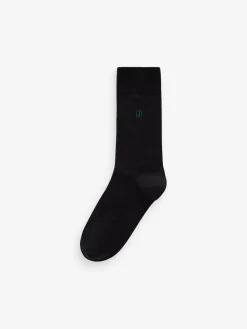 Next Inital Black Embroidered Lasting Fresh Socks 5 Pack^ Socks|Socks
