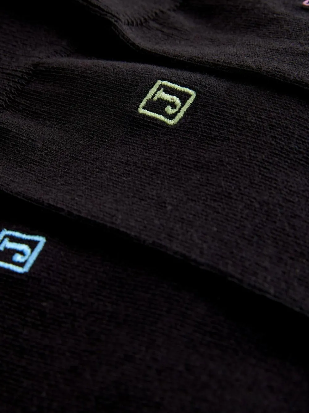 Discount Next Initials Black Embroidered Lasting Fresh Socks 10 Pack