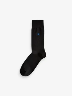 Discount Next Initials Black Embroidered Lasting Fresh Socks 10 Pack