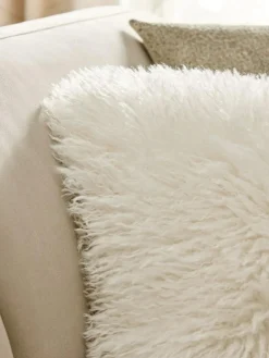 Next Ivory 40 x 59cm Mongolian Faux Fur Cushion^ Cushions & Throws