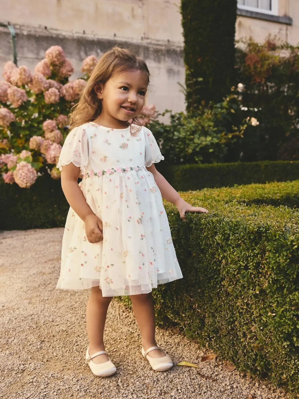 New Next Embroidered Mesh Dress (3mths-8yrs) Ivory