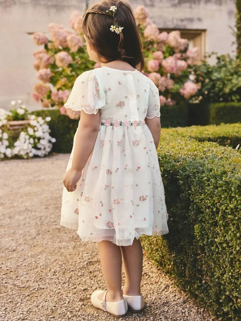 New Next Embroidered Mesh Dress (3mths-8yrs) Ivory