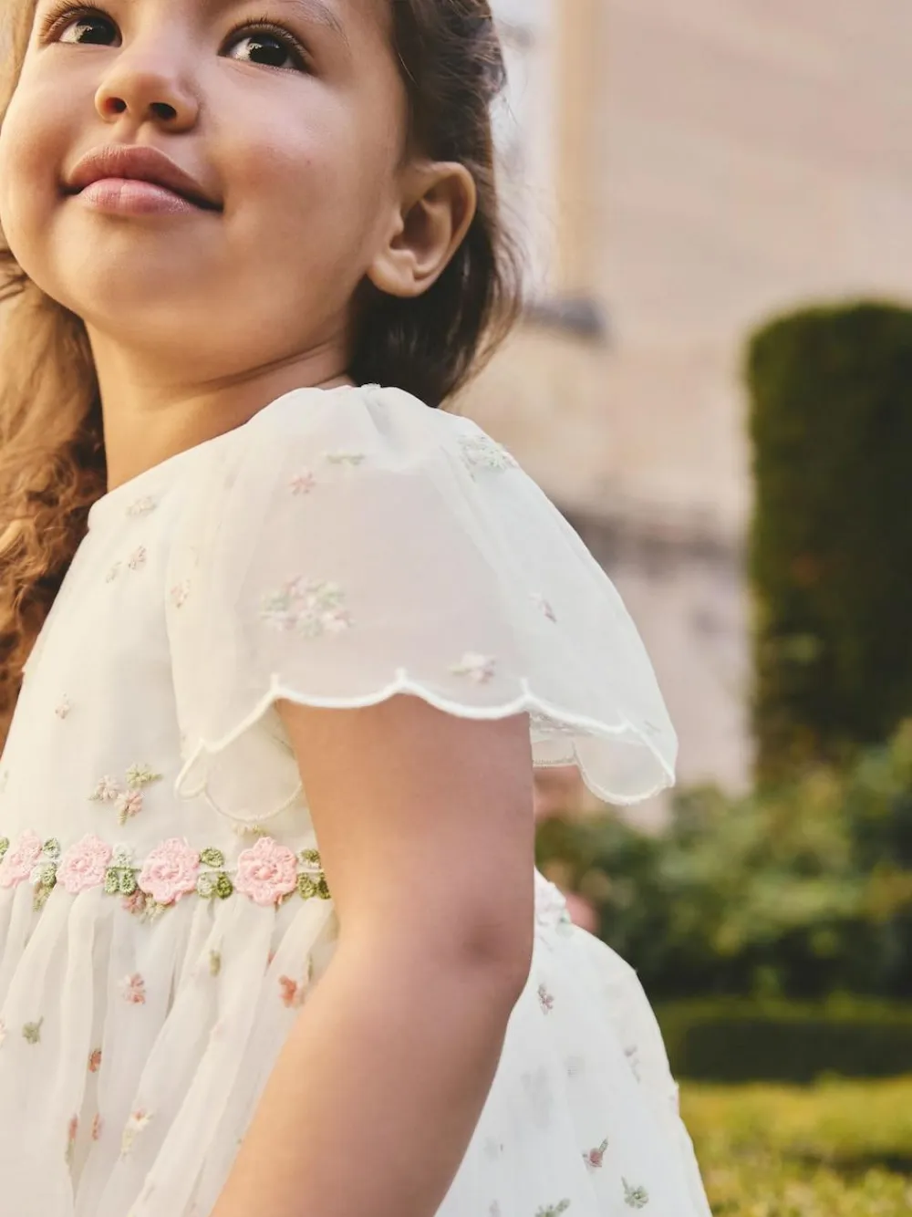 New Next Embroidered Mesh Dress (3mths-8yrs) Ivory