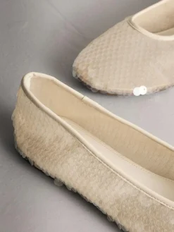 New Next Forever Comfort® Round Toe Sequin Ballerina Flats Ivory