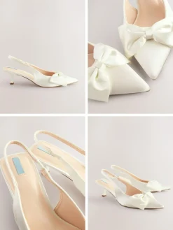Next Forever Comfort® Wedding Satin Bow Pointed Toe Slingback Heels^Women Heels|Occasionwear