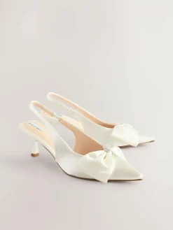 Next Forever Comfort® Wedding Satin Bow Pointed Toe Slingback Heels^Women Heels|Occasionwear