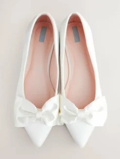 Outlet Next Ivory Forever Comfort® Wedding Point Toe Bow Bridal Ballet Shoes