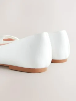 Outlet Next Ivory Forever Comfort® Wedding Point Toe Bow Bridal Ballet Shoes